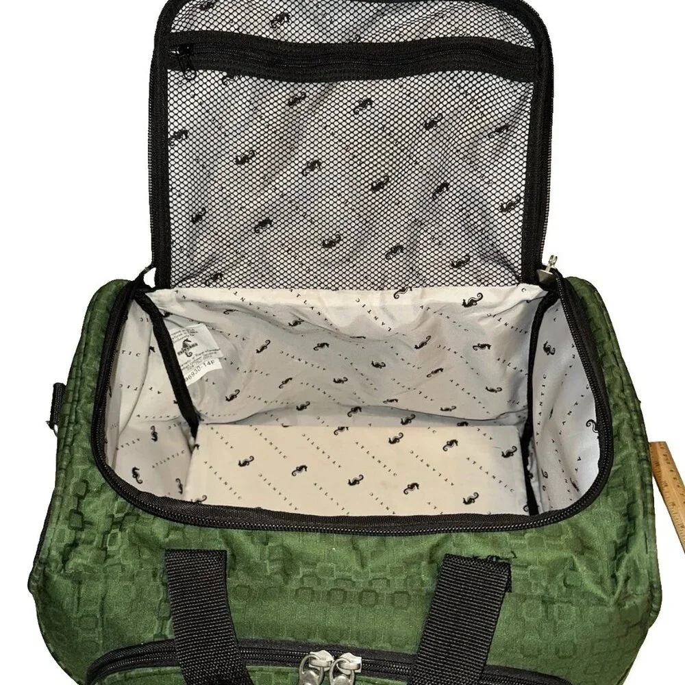 Atlantic Carry-on Travel Bag Overnight Luggage Tote Green w/ Handles and Strap - Picture 2 of 10